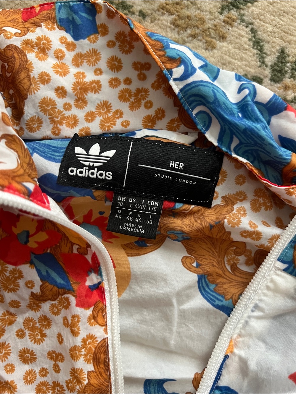 Adidas original X Her Studio London track jacket top Baroque floral print large - Picture 2 of 3